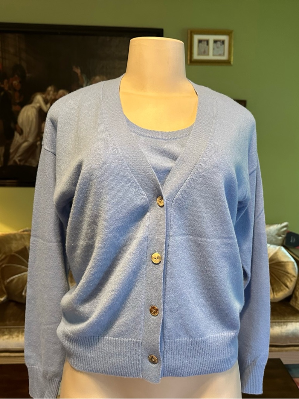 J. McLaughlin Soft Blue Cardigan Sweater cashmere